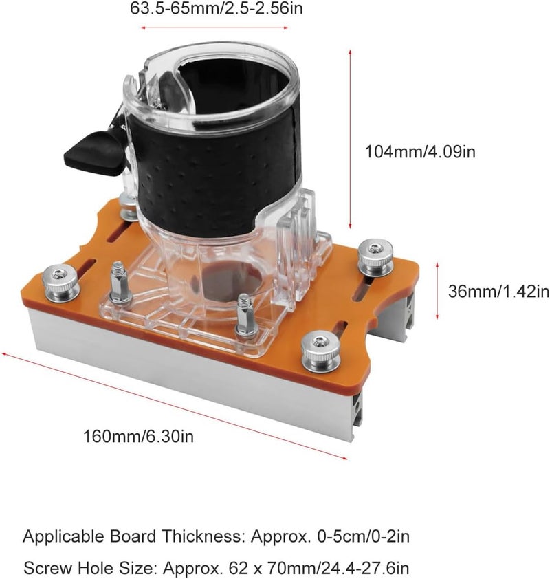 ariarly Wood Trimmer Router Base Tool 2 in 1 Invisible Fastener Slotting Bracket Woodworking Router Base for 65mm Fixed Trimming Machine, for Carbinet Closet Furniture - Image 5